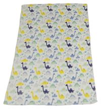 Biela chlpatá deka s dinosaurami