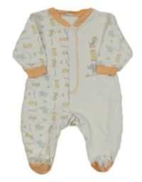 Bielo-oranžový overal so zvieratkami