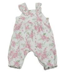 Biele kvetinové zamatové na traké nohavice Little nutmeg