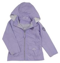 Fialová šusťáková jarní bunda s nášivkou a kapucí Berti