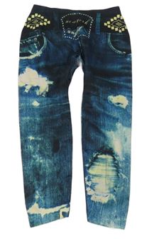 Tmavomodro-černé sportovní legíny riflového vzhledu