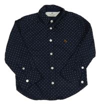 Tmavomodrá bodkovaná á košeľa s výšivkou H&M