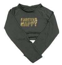 Čierne športové crop tričko s nápismi TU