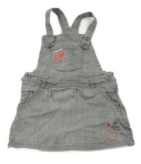 Šedé riflové laclové šaty s třešněmi 