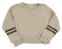 Svetlobéžová crop mikina s prúžkami M&S