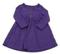 Fialové rebrované šaty s gombíky