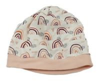 Bielo-ružová čapica s duhami