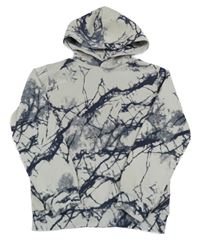 Bielo-modrá vzorovaná mikina s kapucňou H&M