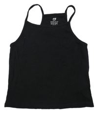 Čierny rebrovaný crop top H&M