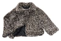 Béžovo-kakaová leopardí kožušinová podšitá bunda M&S