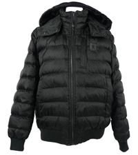 Pánská černáí šusťáková prošívaná zimní bunda s odepínací kapucí Roberto Cavalli