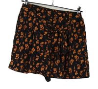 Dámské černé lehké kraťasy s květy a páskem Dorothy Perkins