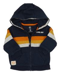 Tmavomodrá prepínaci mikina s farebnymi pruhmi a kapucňou F&F