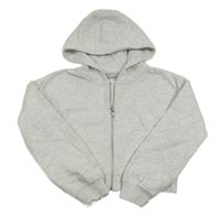 Svetlosivá melírovaná prepínaci crop mikina s kapucňou Matalan