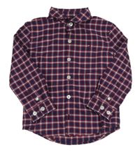 Tmavomodro-červeno-biela kockovaná flanelová košeľa Tommy Hilfiger