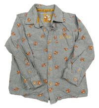 Šedá melírovaná košile s draky 