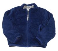 Tmavomodrá chlupatá propínací podšitá mikina Pocopiano