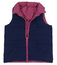 Tmavomodrá šušťáková zateplená obojstranná vesta TCM