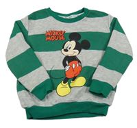 Zeleno-sivá pruhovaná mikina s Mickeym Disney