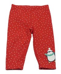 Červené bodkovaná é silnější legíny s tučňákem C&A