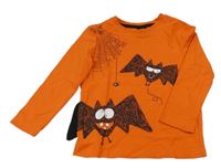 Oranžové tričko s netopýry a pavučinou Kiki&Koko
