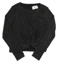 Nové - Čierne trblietavé crop tričko Nutmeg