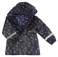 Tmavomodrá pláštěnka s parníky a kapucňou Lupilu