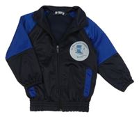 Tmavomodro-zafírová športová prepínaci mikina s potlačou