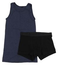 2set- tmavomodrý nátělník + černé boxerky