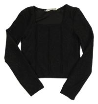 Čierne trblietavé crop tričko H&M