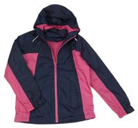 Tmavomodro-ružová šušťáková funkčná jarná bunda s kapucňou Crivit