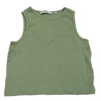 Khaki rebrovaný crop top