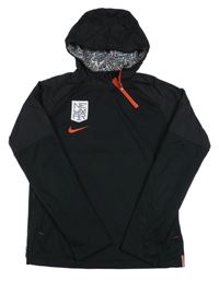 Černá šusťáková funkční sportovní bundomikina s logem a kapucí Nike