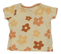 Svetlooranžové tričko s kvetinami Primark