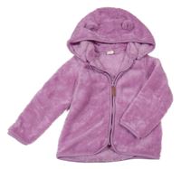 Růžová chlupatá propínací mikina s kapucí H&M