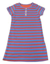 Fialovo-modro-červené pruhované bavlnené šaty Tu