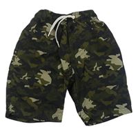 Kaki-tmavomodré army plážové kraťasy