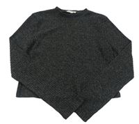 Tmavosivý rebrovaný crop sveter Primark