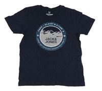 Tmavomodré tričko s horami zn. Jack & Jones