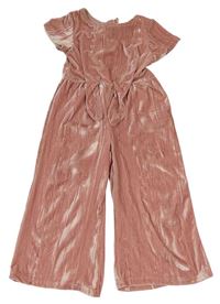 Růžový sametový culottes overal Primark