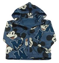 Modrošedá šusťáková podzimní bunda s Mickeym a odepínací kapucí H&M