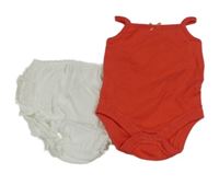 2set - Červené body + bílé kalhotky na plenky s volánky 