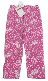 Ružové capri legíny s mořskými koníky a mušlemi Kids
