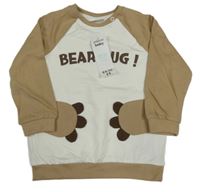 Nové - Bielo-béžová mikina s medvedíkom Pep&Co.