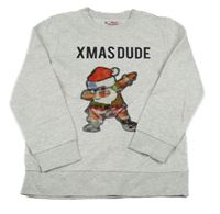 Sivá melírovaná mikina so Santou