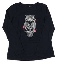 Tmavomodré triko se sovou Yigga