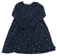 Tmavomodré rebrované bavlnené šaty so srdiečkami Tom Tailor