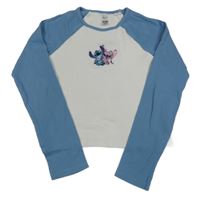 Bílo-modré žebrované crop triko se Stitchem C&A