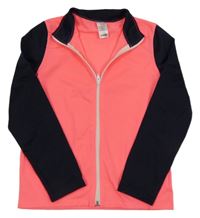 Neónově ružovo-tmavomodrá funkčná športová prepínaci mikina Decathlon