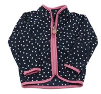 Tmavomodro-růžová puntíkovaná fleecová propínací mikina Tchibo 